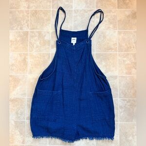 Aerie Navy Blue Textured Fabric Romper